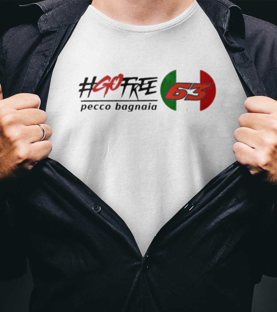 GoFree 63 Pecco Bagnaia Italian Flag Motif T-Shirt