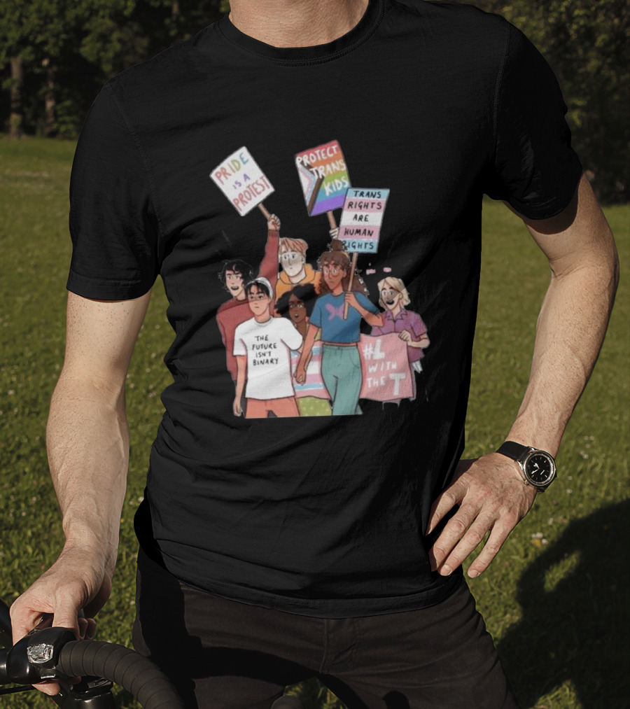 Heartstopper Pride Protest The Future Isn't Binary Protect Trans Kids Rights T-Shirt