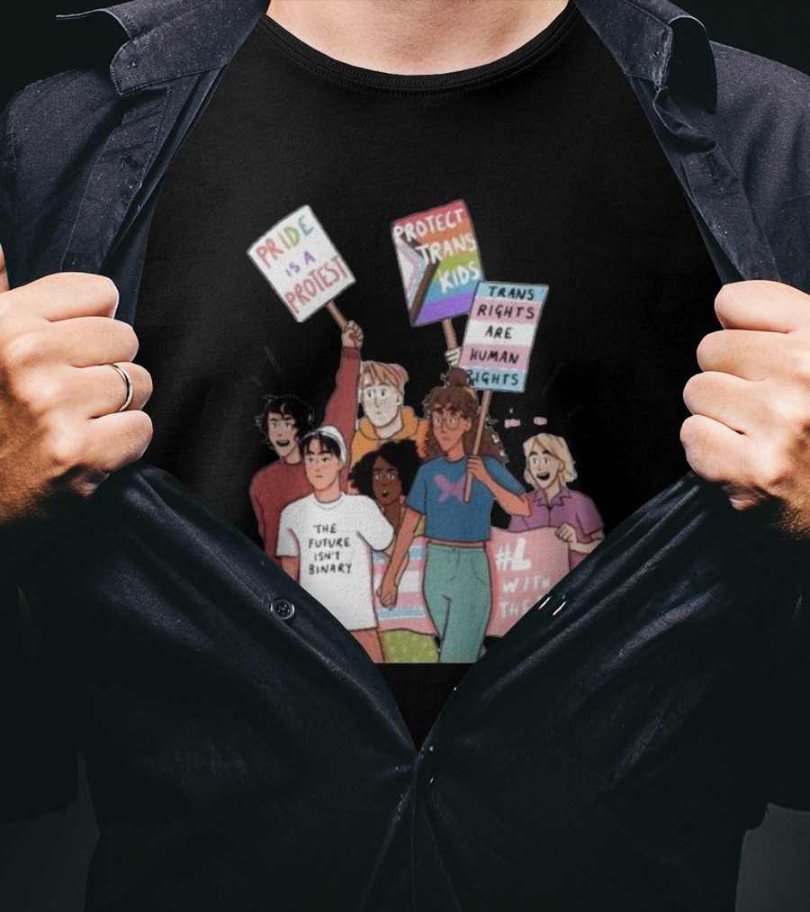 Heartstopper Pride Protest The Future Isn't Binary Protect Trans Kids Rights T-Shirt