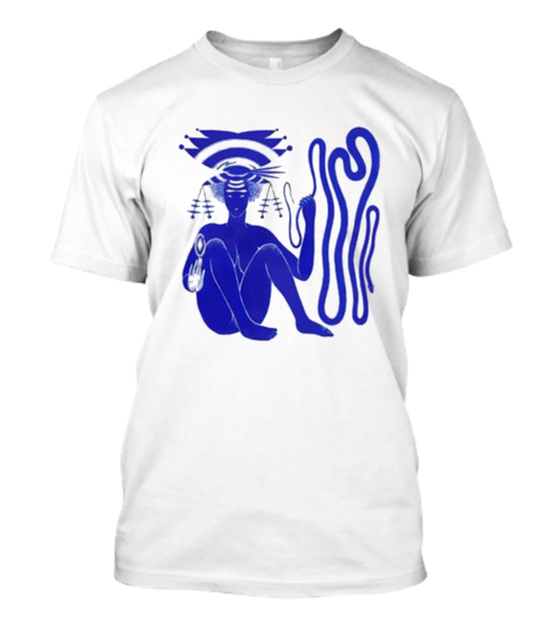Hiatus Kaiyote Love Heart Cheat Code Abstract Blue Figure With Spiral Elements T-Shirt