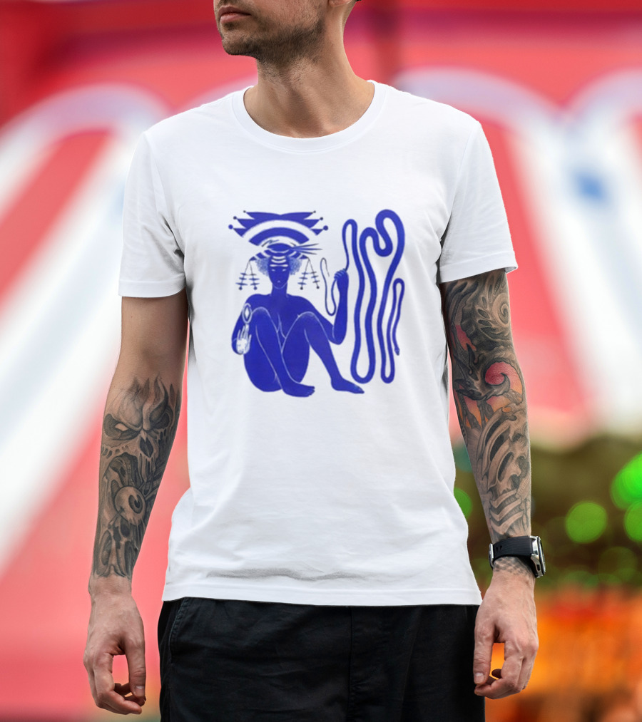 Hiatus Kaiyote Love Heart Cheat Code Abstract Blue Figure with Spiral Elements T-Shirt