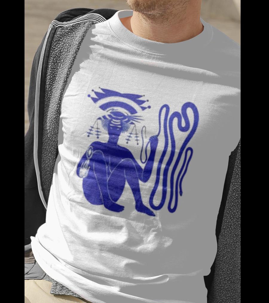 Hiatus Kaiyote Love Heart Cheat Code Abstract Blue Figure With Spiral Elements T-Shirt