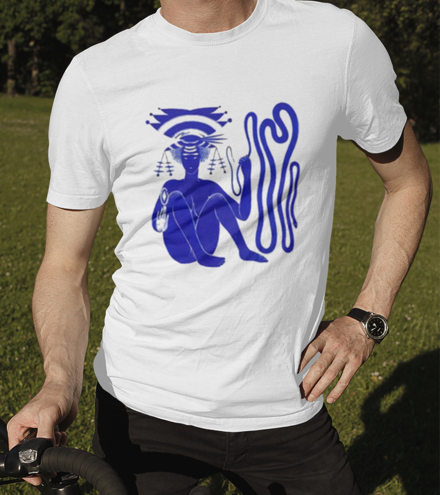Hiatus Kaiyote Love Heart Cheat Code Abstract Blue Figure With Spiral Elements T-Shirt