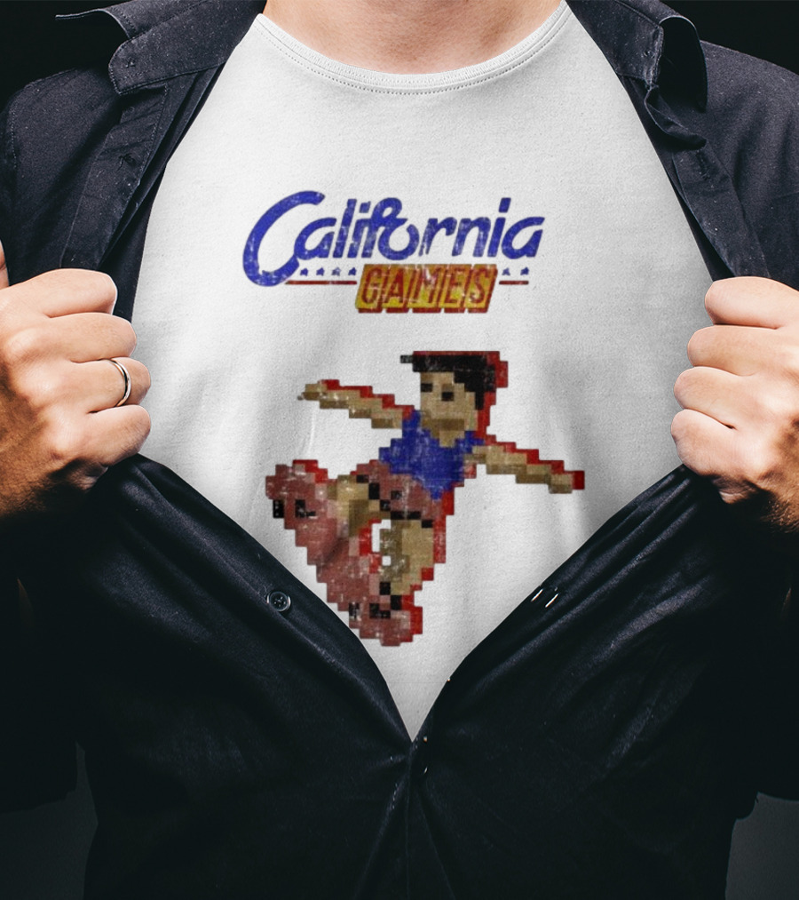 California Games Pixelated Skateboarding Retro Gaming T-Shirt
