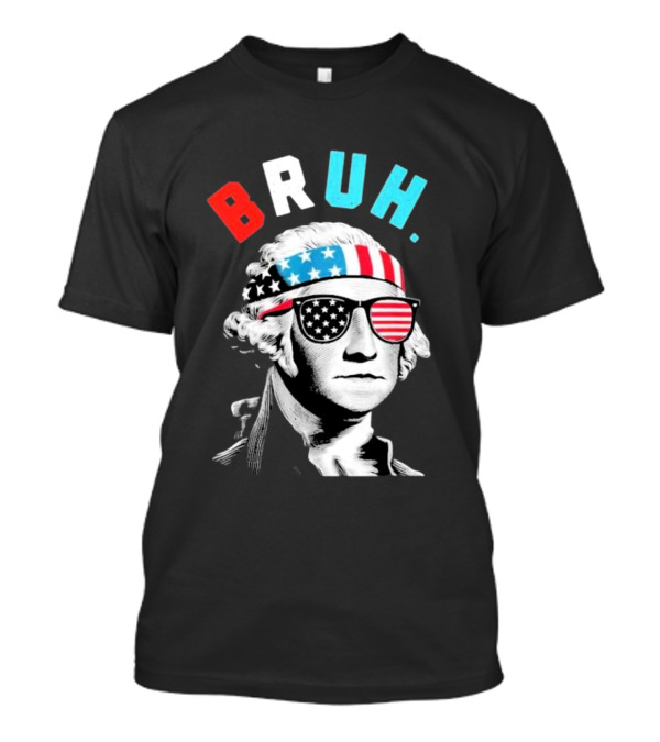 George Washington Bruh 4th Of July 2024 American Flag Glasses Bandana T-Shirt