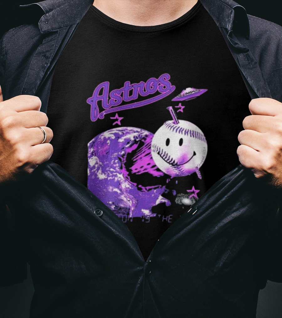 Astros Houston Cosmic Baseball World Space City Iconic Smiley Planetary Galaxy T-Shirt