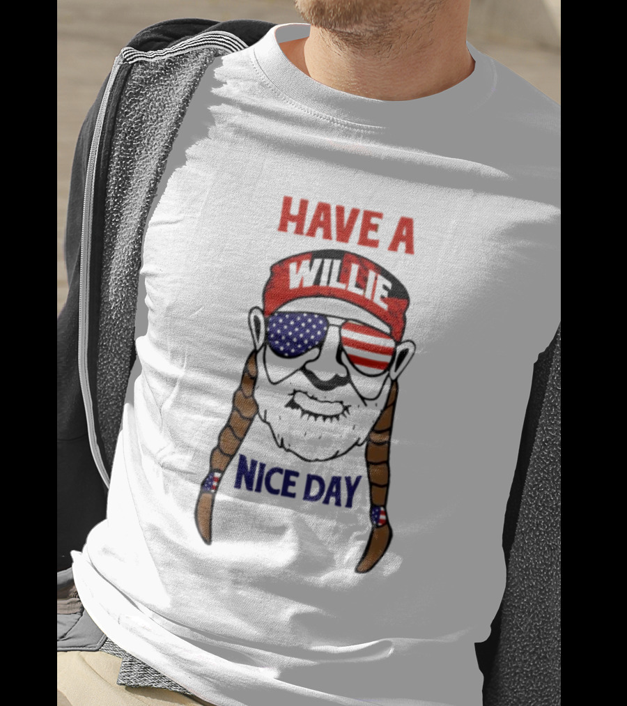 Have A Willie Nice Day USA Bandana Sunglasses Braids T-Shirt