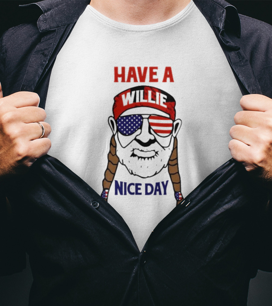 Have A Willie Nice Day USA Bandana Sunglasses Braids T-Shirt