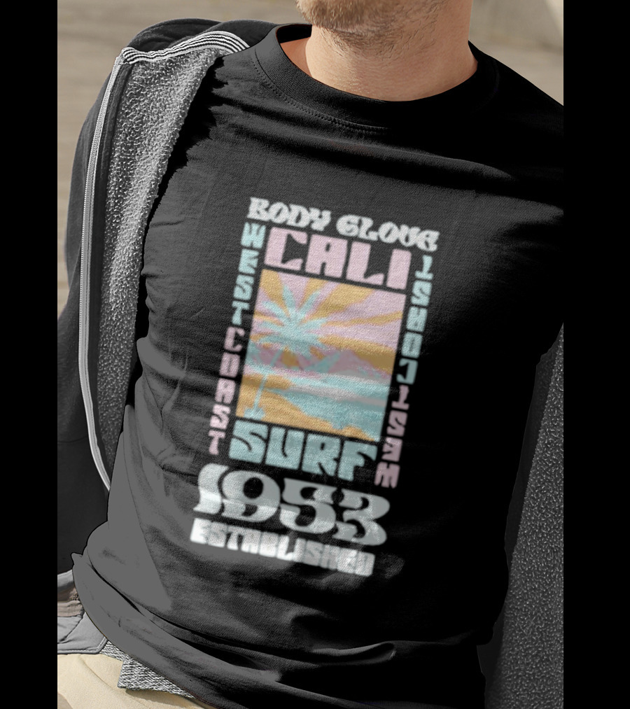 Body Glove Cali Surf 1953 Established West Coast Retro Palm Tree Ocean Waves T-Shirt
