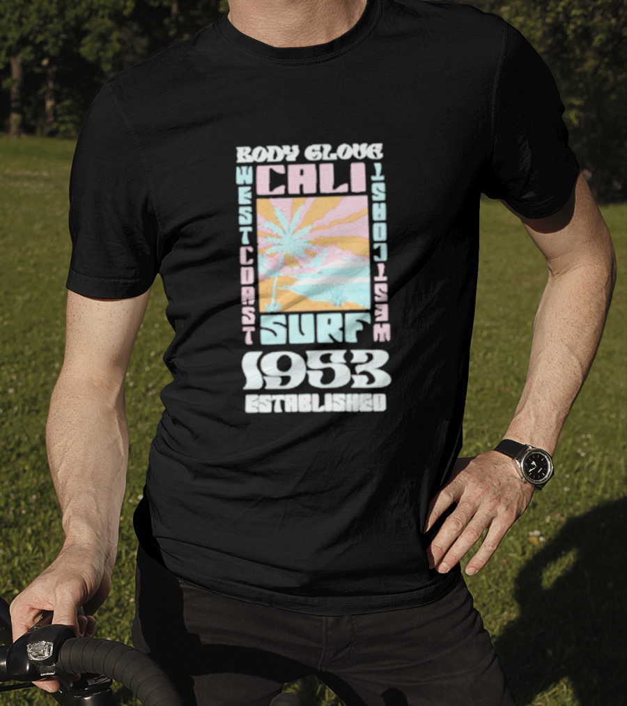 Body Glove Cali Surf 1953 Established West Coast Retro Palm Tree Ocean Waves T-Shirt