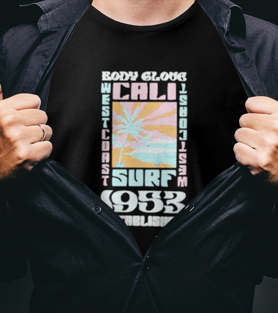 Body Glove Cali Surf 1953 Established West Coast Retro Palm Tree Ocean Waves T-Shirt