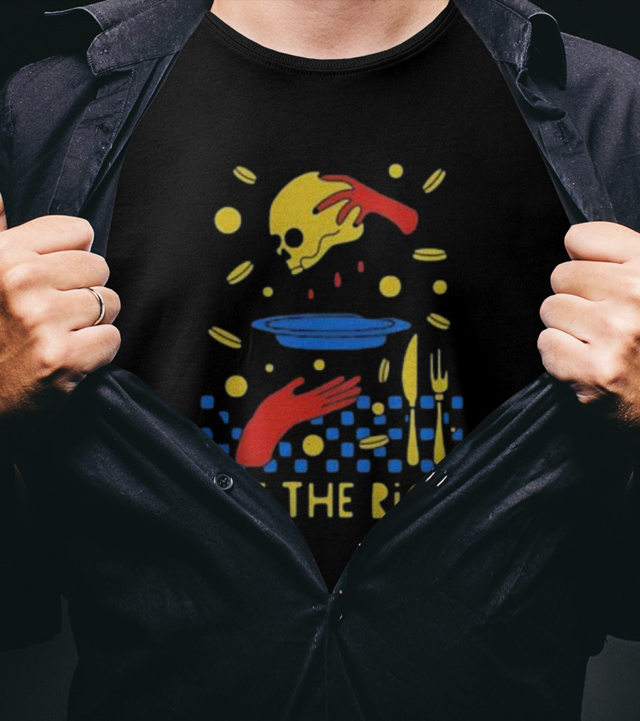 Eat The Rich Skull And Table Setting With Red Hands T-Shirt