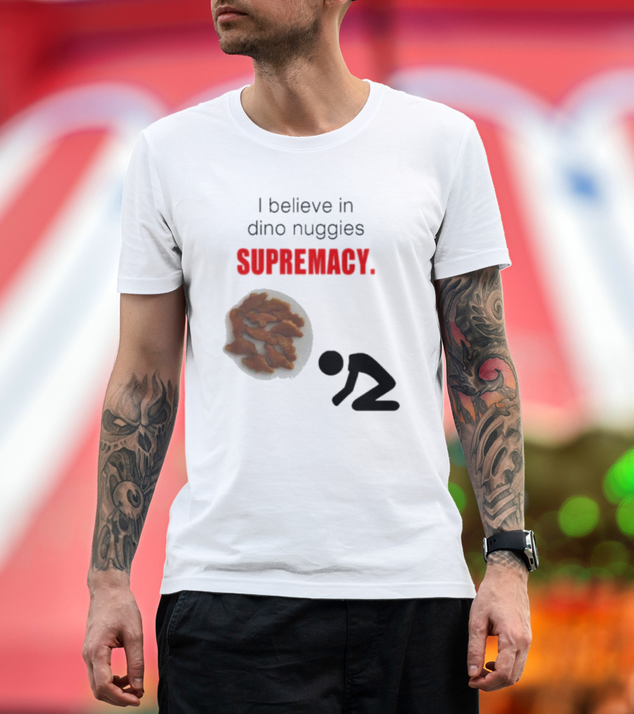 I Believe In Dino Nuggies Supremacy Iconic Silhouette Kneeling T-Shirt