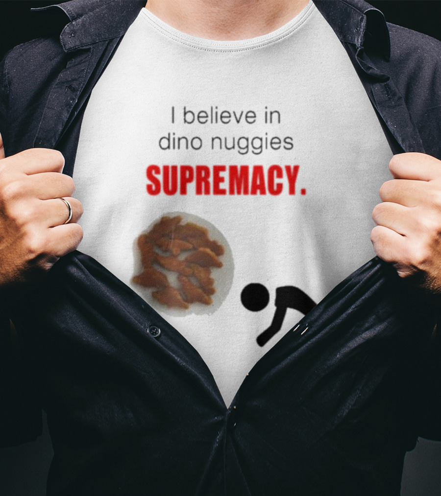 I Believe In Dino Nuggies Supremacy Iconic Silhouette Kneeling T-Shirt