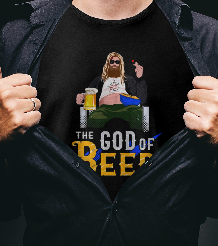 The God Of Beer Fat Thor With Sunglasses And Beer Mug T-Shirt