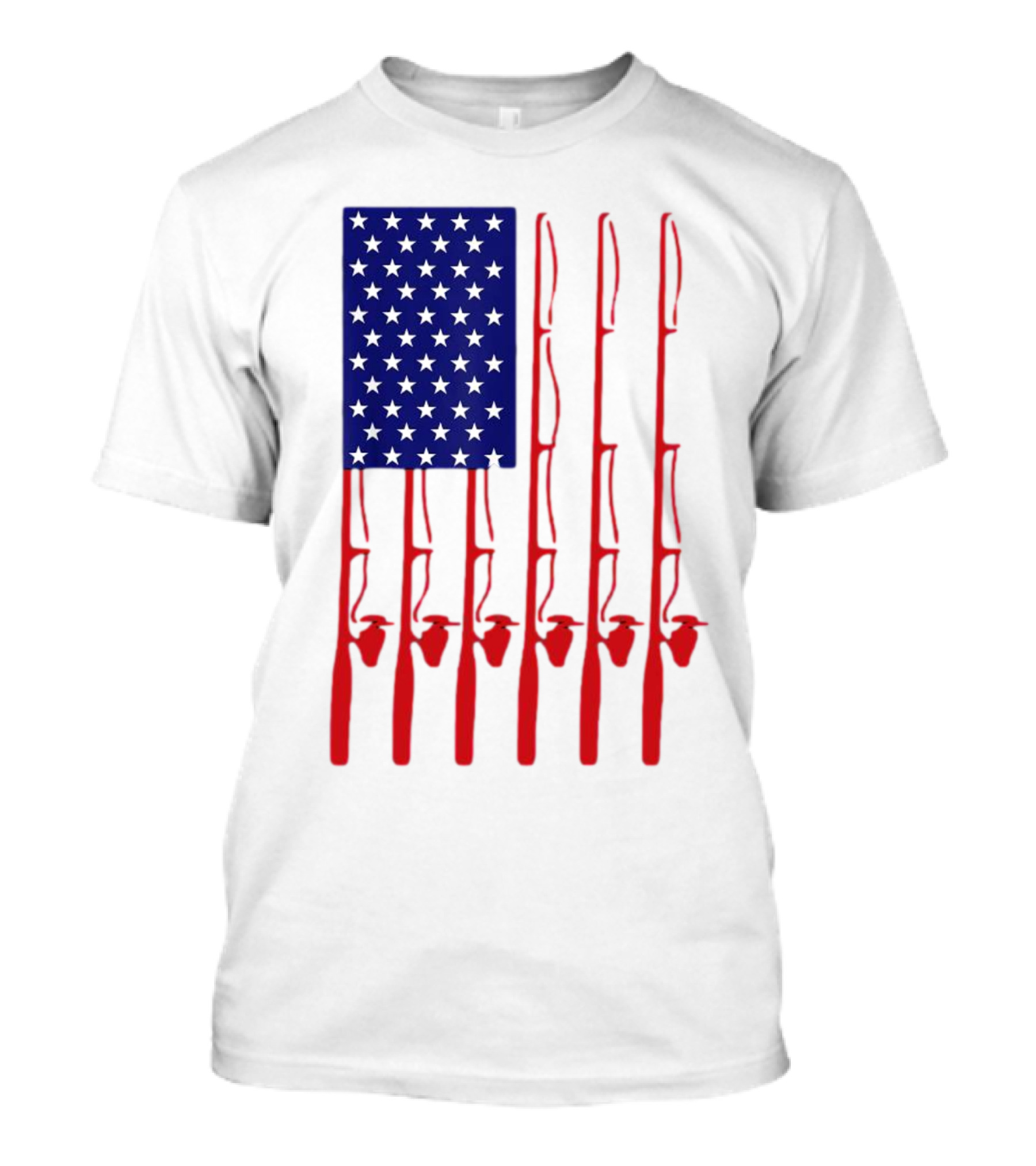 Fathers Day Fishing American Flag T-Shirt