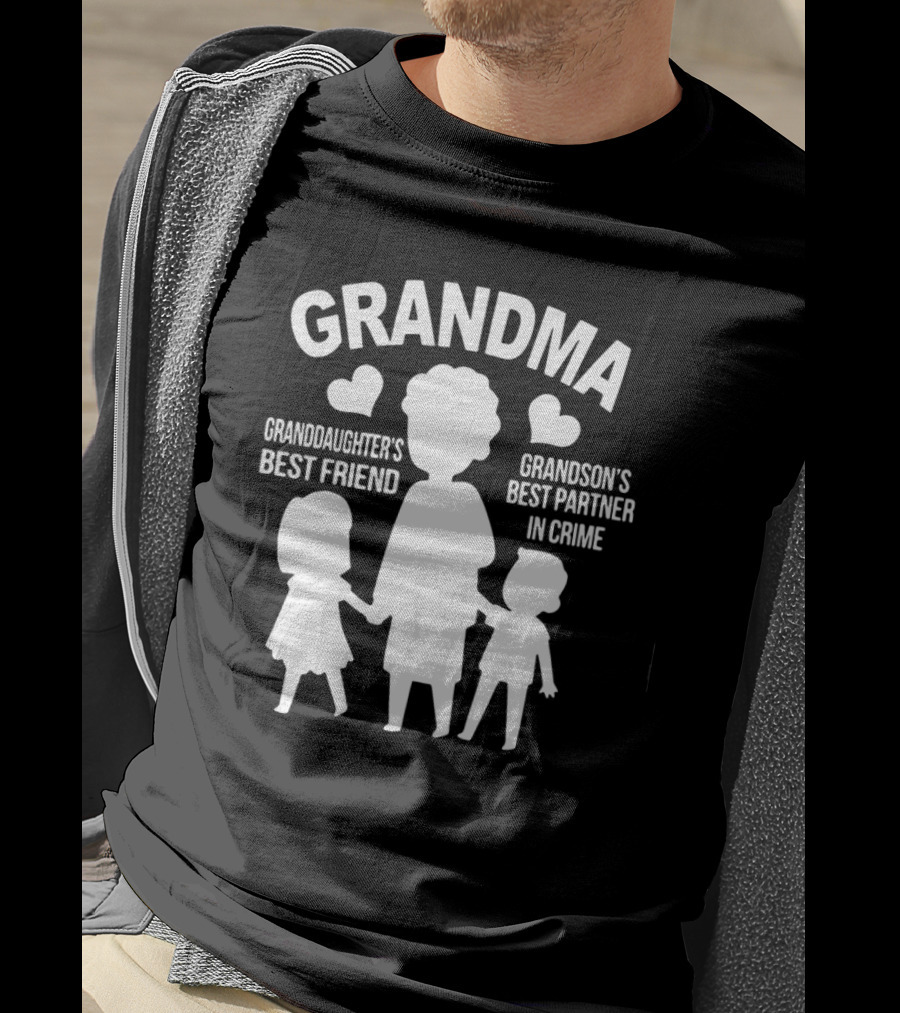 Grandma Granddaughter's Best Friend Grandson's Best Partner In Crime Hearts T-Shirt