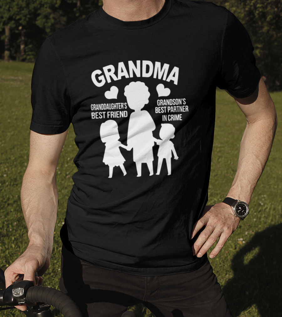 Grandma Granddaughter's Best Friend Grandson's Best Partner In Crime Hearts T-Shirt