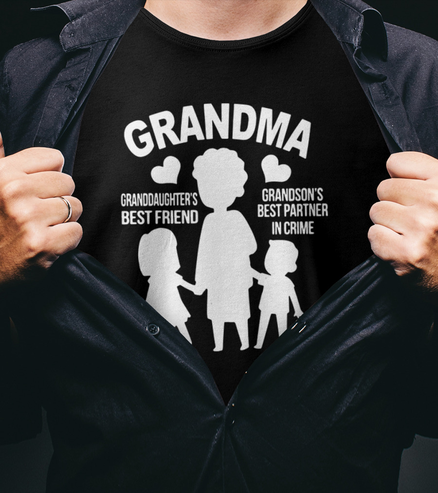Grandma Granddaughter's Best Friend Grandson's Best Partner In Crime Hearts T-Shirt