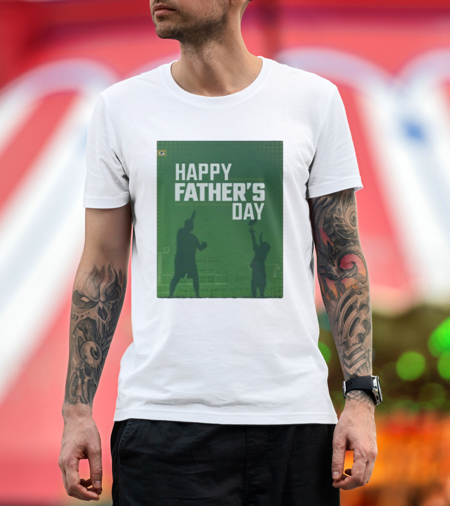 Green Bay Packers Happy Father's Day 2024 Silhouette Football T-Shirt