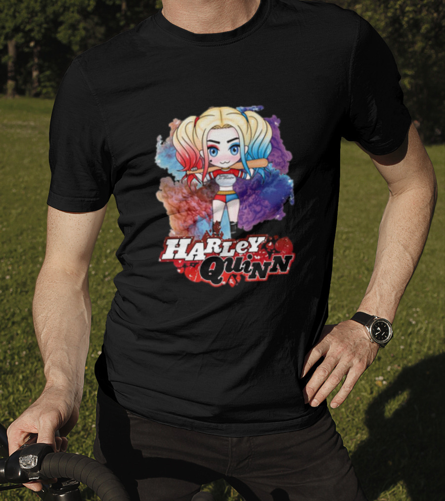 Harley Quinn Birds Of Prey Chibi Colorful Background T-Shirt