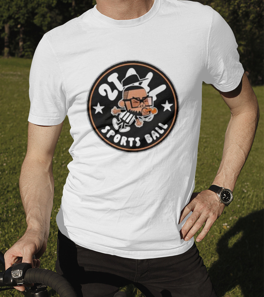 2Tall Sports Ball Referee Cartoon With Whistle And Stars T-Shirt