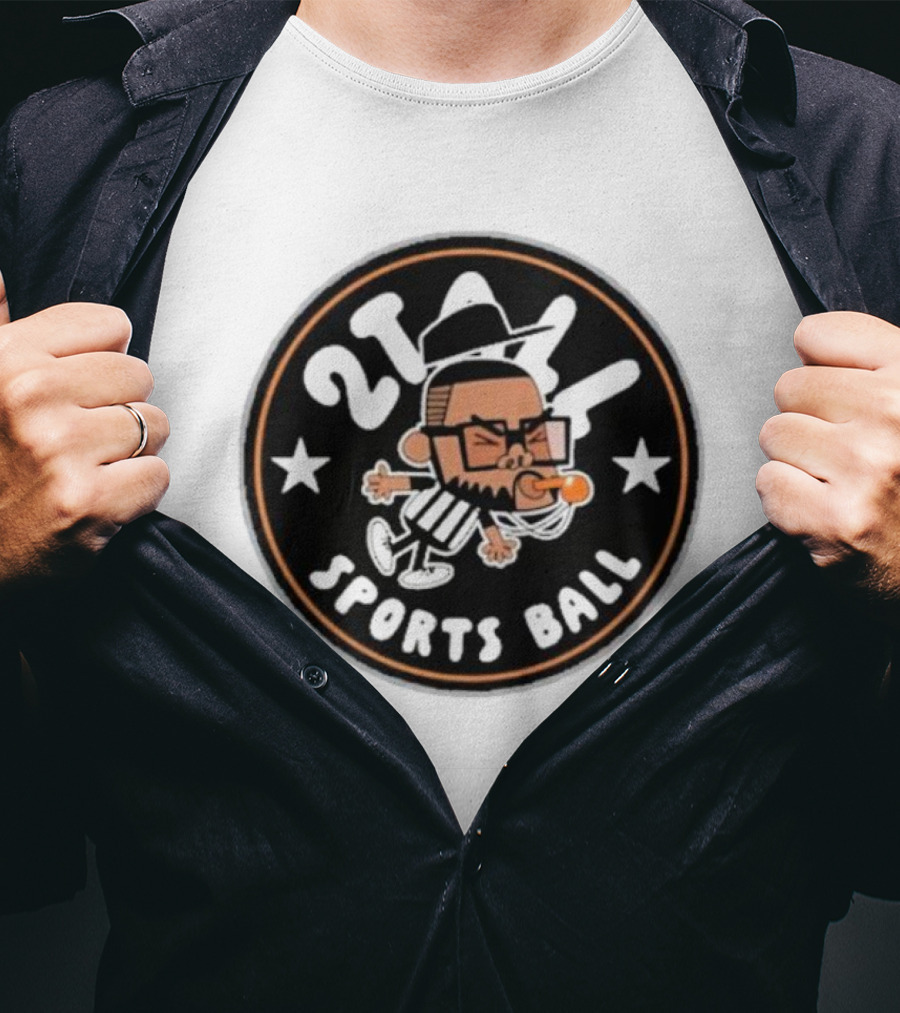 2Tall Sports Ball Referee Cartoon With Whistle And Stars T-Shirt