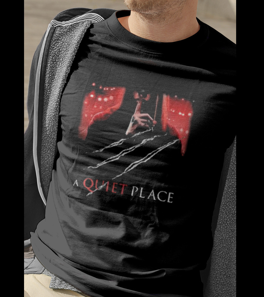 A Quiet Place Red Intensity Shushing With Scratches T-Shirt