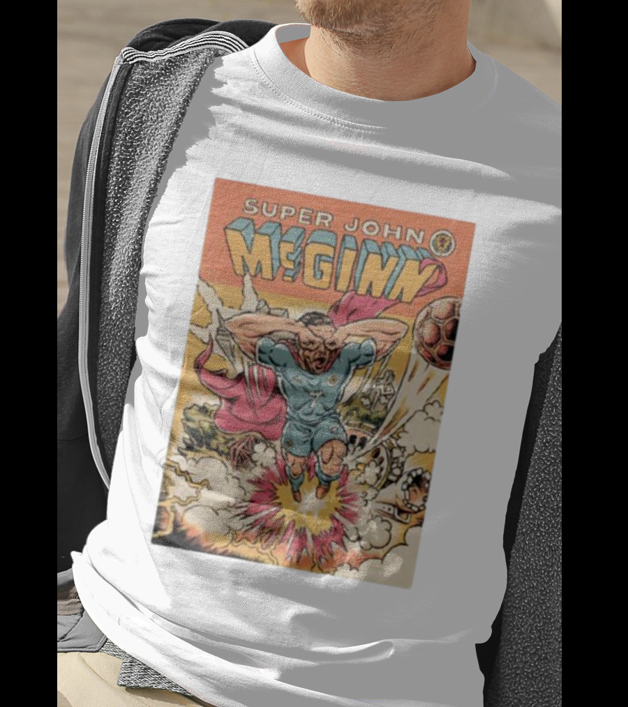 Super John McGinn Flying Hero Soccer Explosion Action Comic T-Shirt