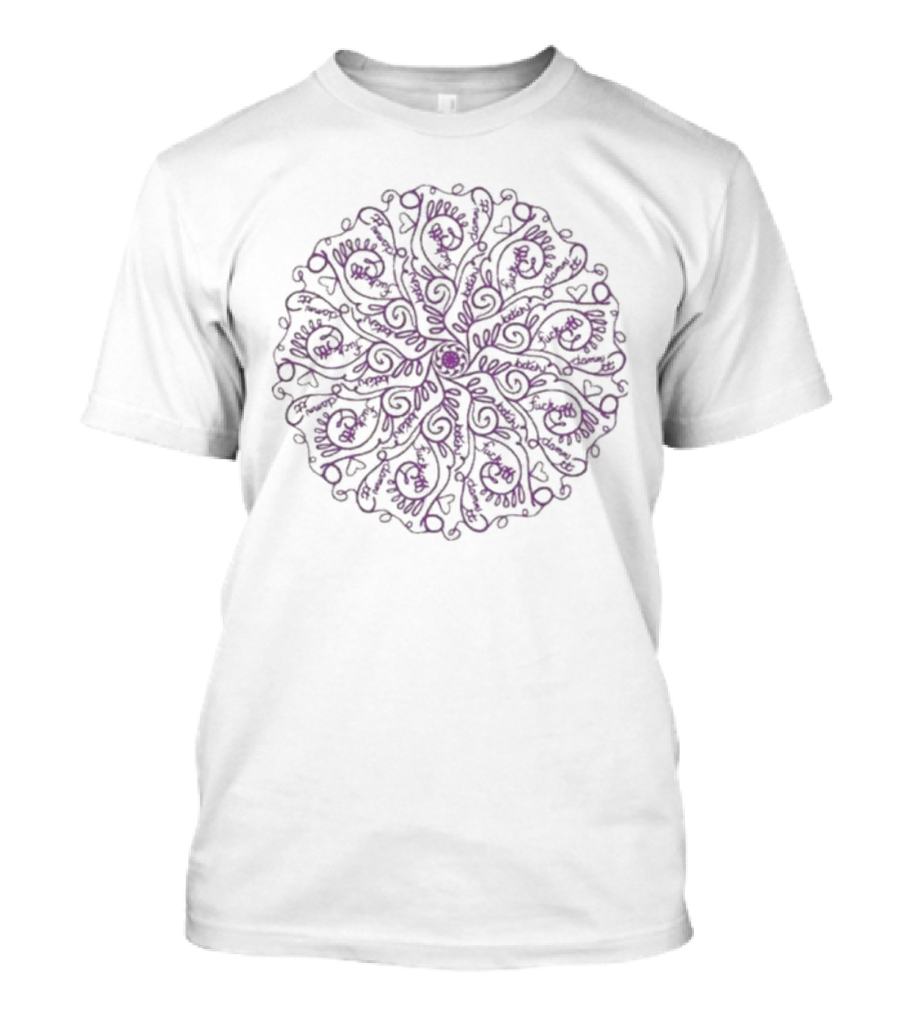 Swear Word Spirals On Intricate Mandala T-Shirt
