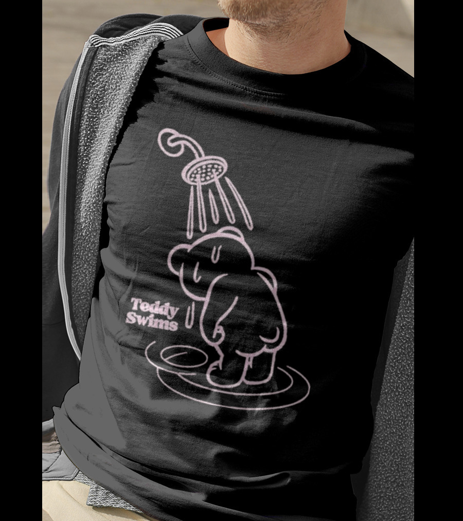 Teddy Swims Bear Under Shower Sad Broken Heart T-Shirt