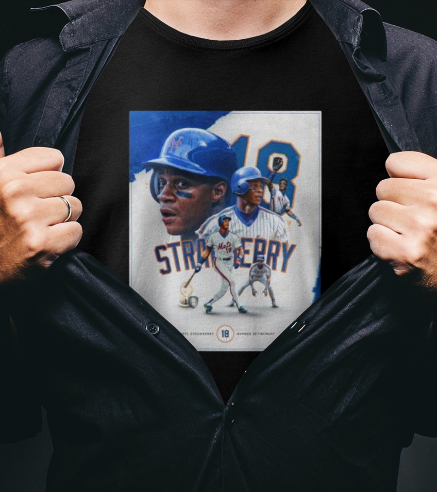 Darryl Strawberry Mets 18 Number Retirement Celebration With Iconic Baseball T-Shirt