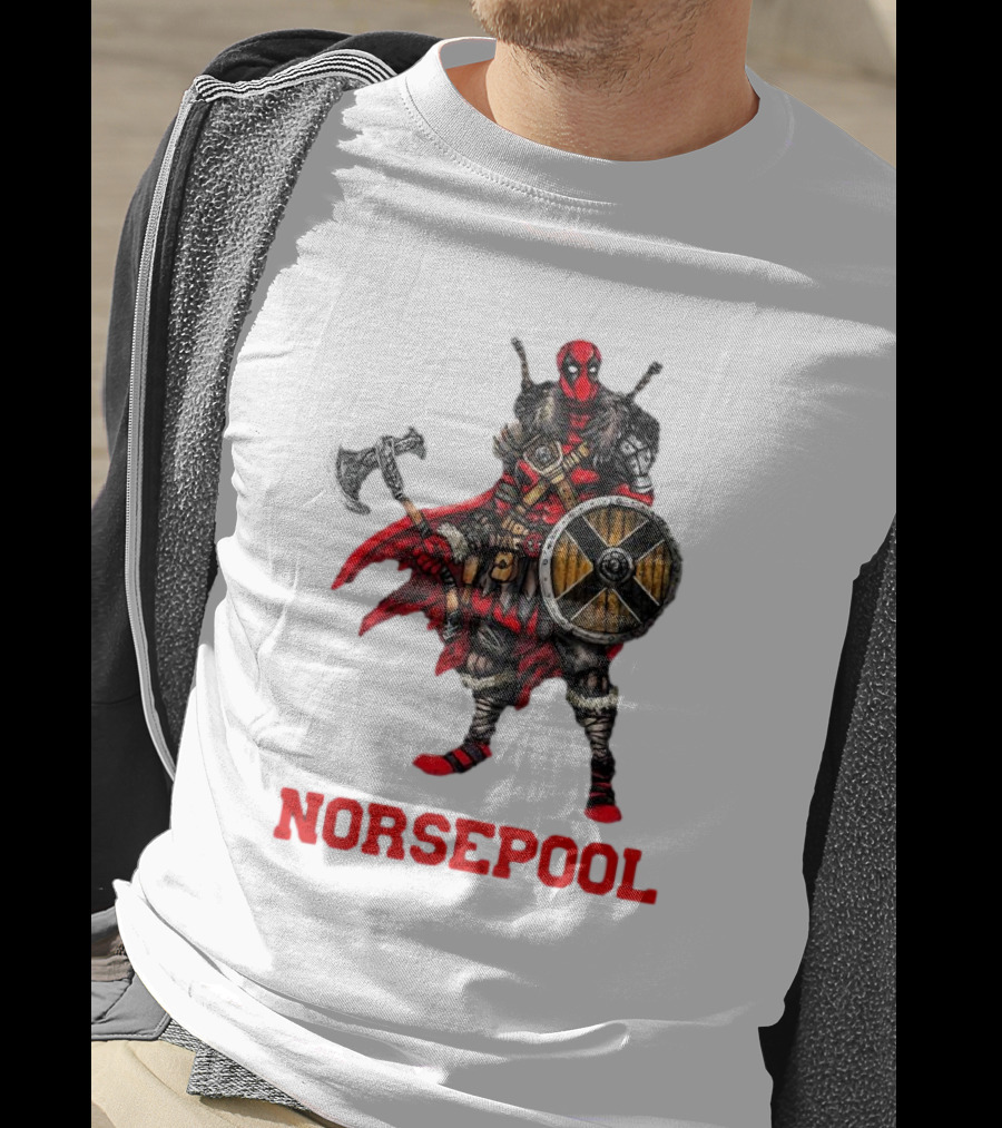 Deadpool Norsepool Viking Warrior With Axe And Shield T-Shirt