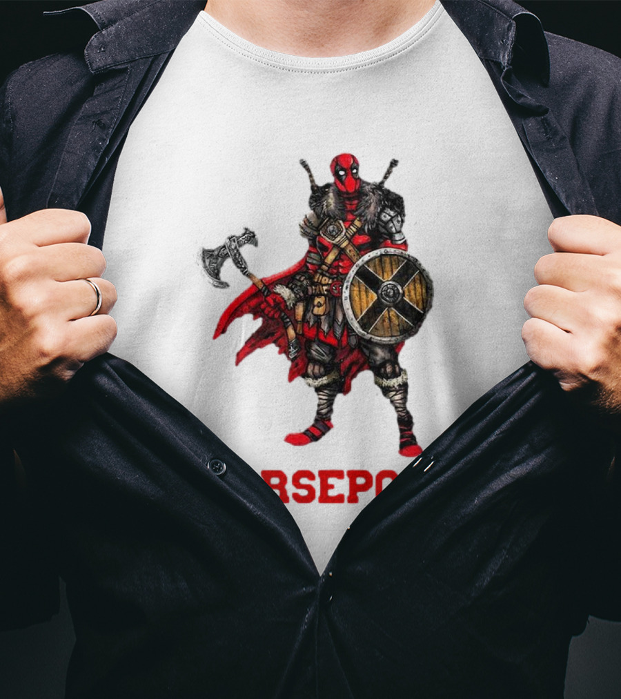 Deadpool Norsepool Viking Warrior With Axe And Shield T-Shirt