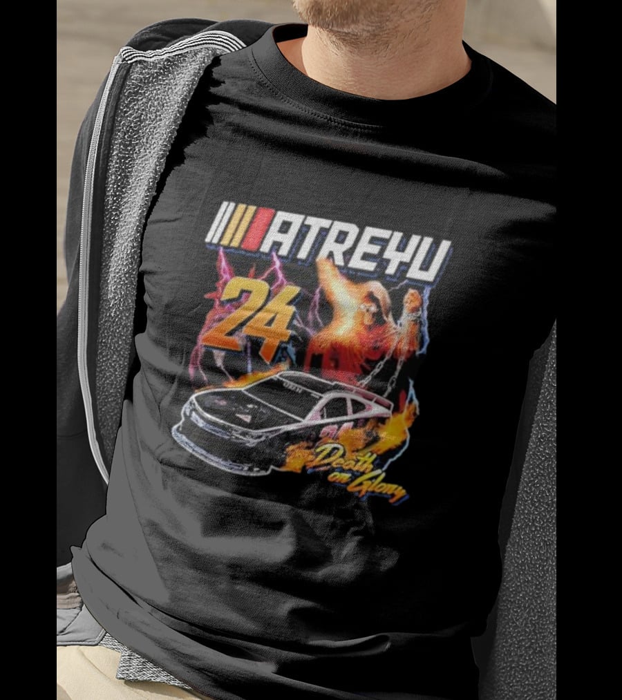 ATREYU 24 Death Or Glory Racing Theme With Flaming Car And Lightning Chains T-Shirt