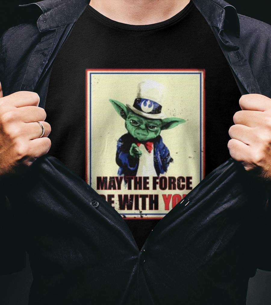 Baby Yoda May The Force Be With You Uncle Sam T-Shirt