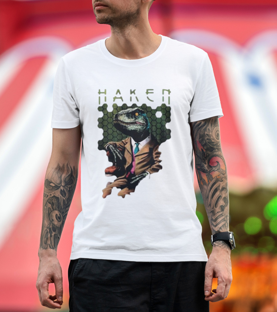 Haken Raptor Sophisticated Dinosaur in Suit T-Shirt