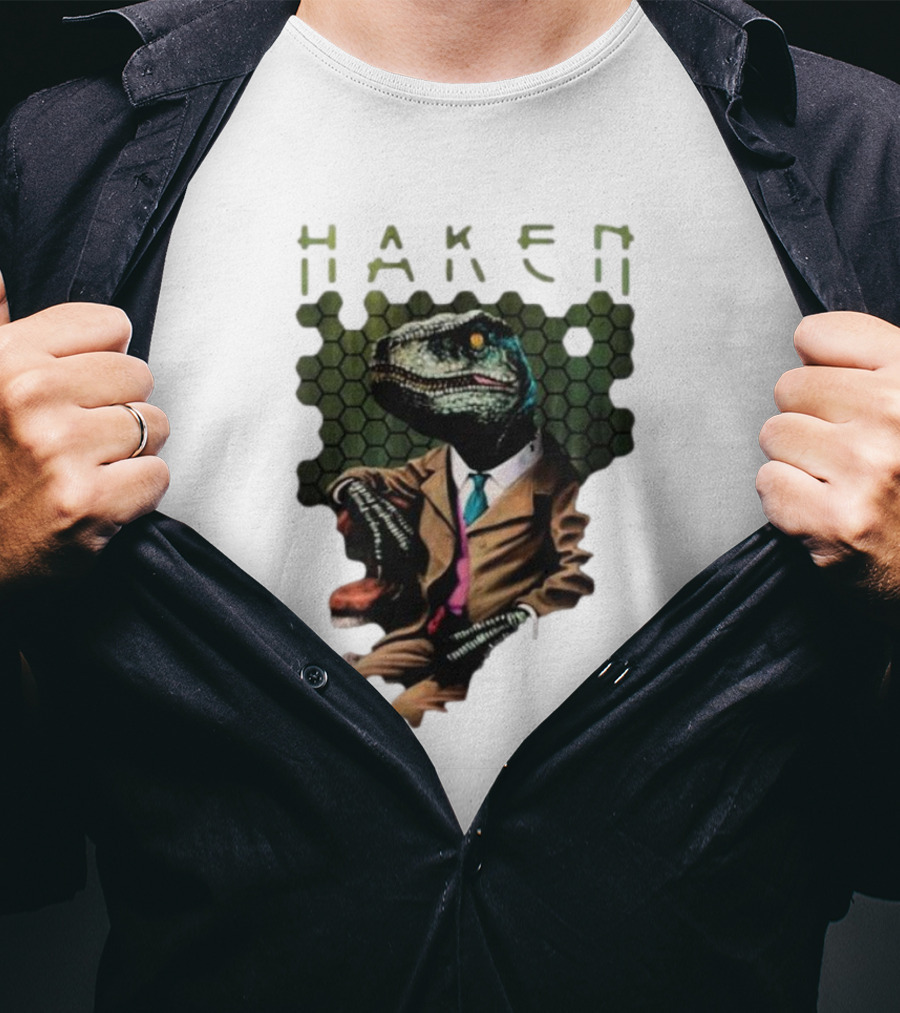 Haken Raptor Sophisticated Dinosaur In Suit T-Shirt