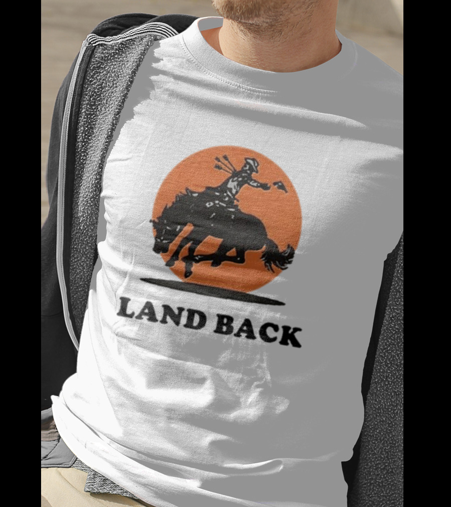 Krime Land Back Cowboy Silhouette With Orange Circle T-Shirt
