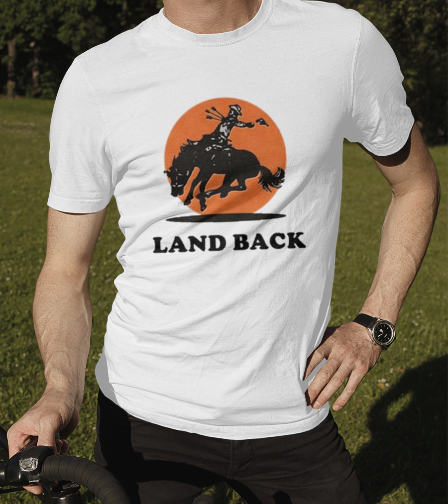 Krime Land Back Cowboy Silhouette With Orange Circle T-Shirt