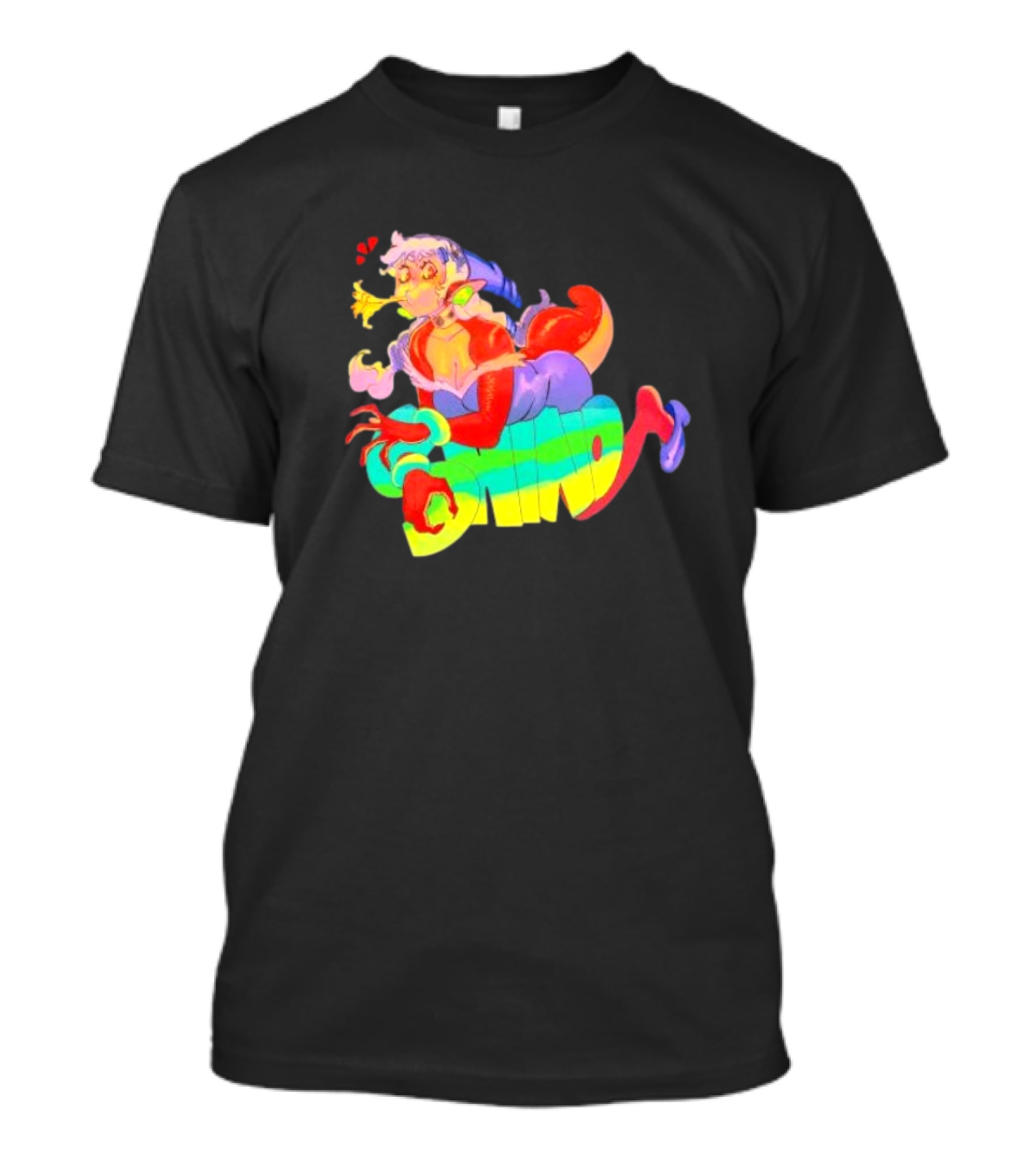 Shinto Decals Vibrant Dragon Monster Girl With Rainbow CHINO Text T-Shirt