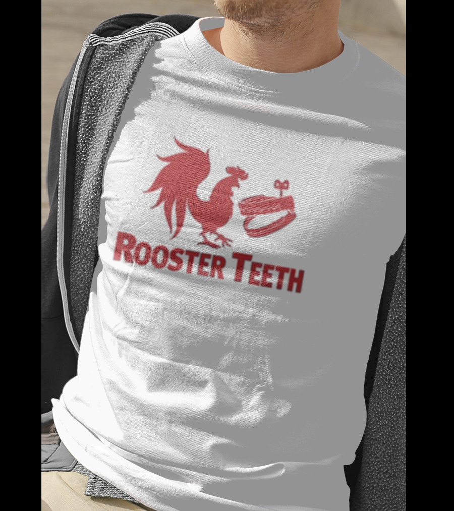 Rooster Teeth Red Rooster And Wind-Up Chattering Teeth T-Shirt