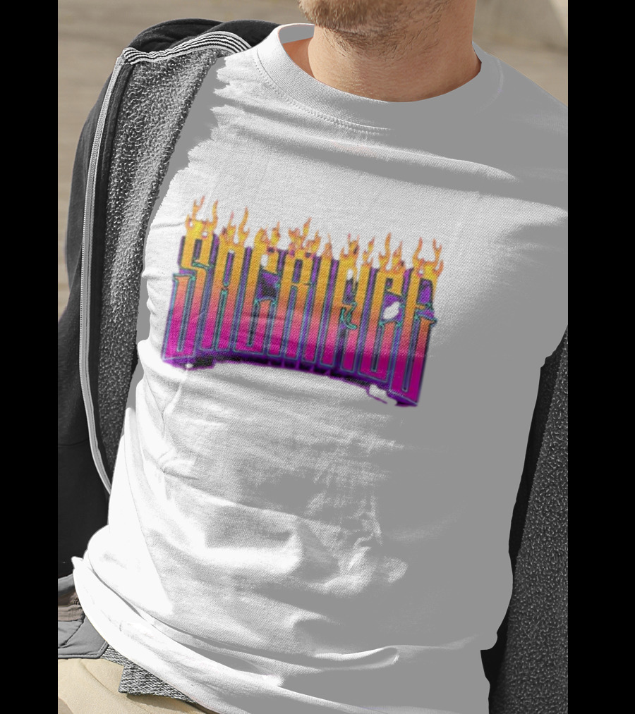 Sacrifice Hades Sunset Flame Text T-Shirt