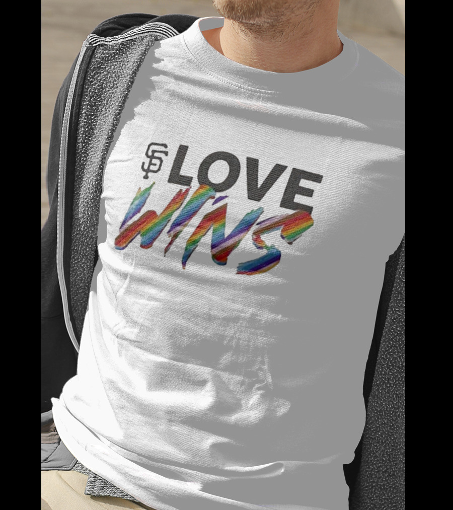 San Francisco Giants Love Wins Rainbow Text Fanatics Branded T-Shirt
