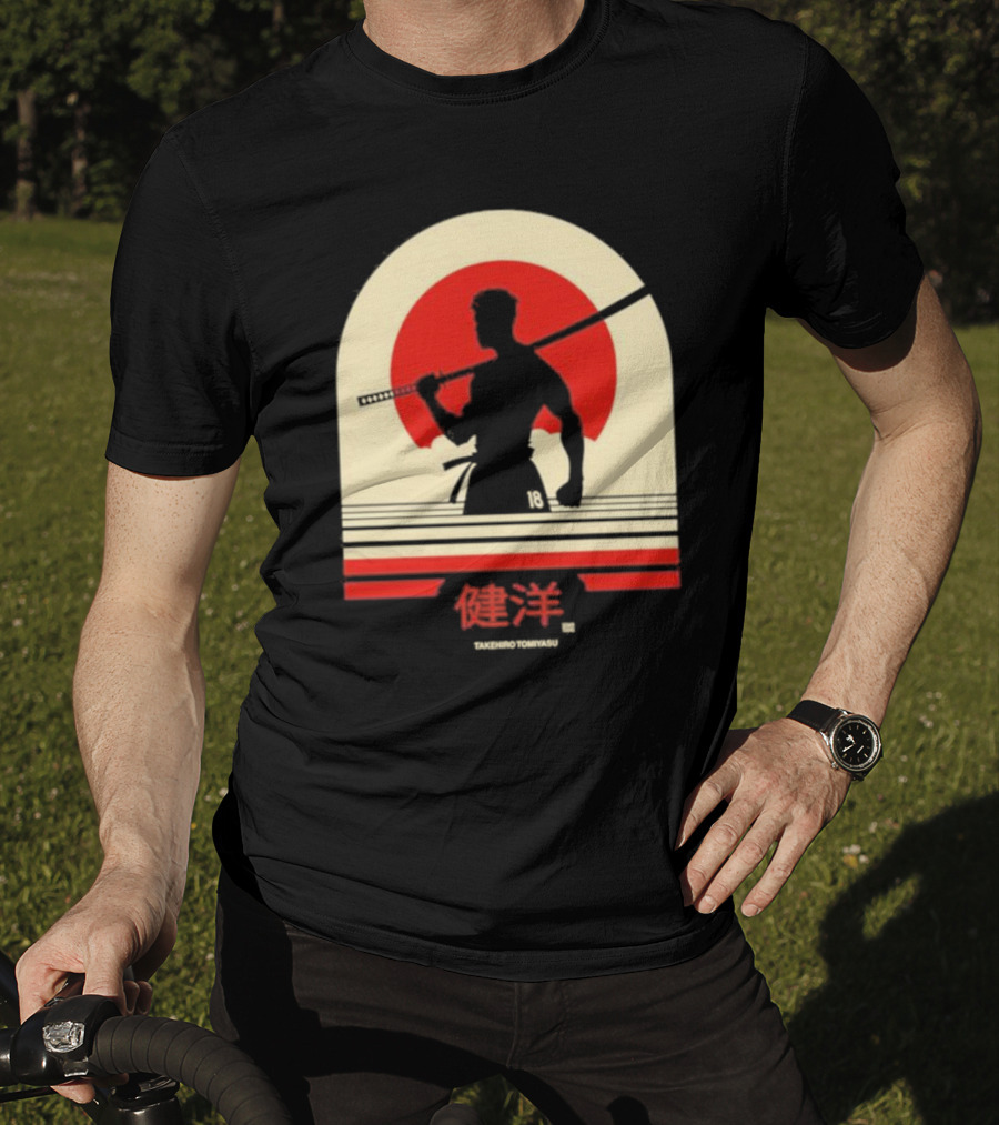 TAKEHIRO TOMIYASU 18 Retro Japanese Samurai T-Shirt