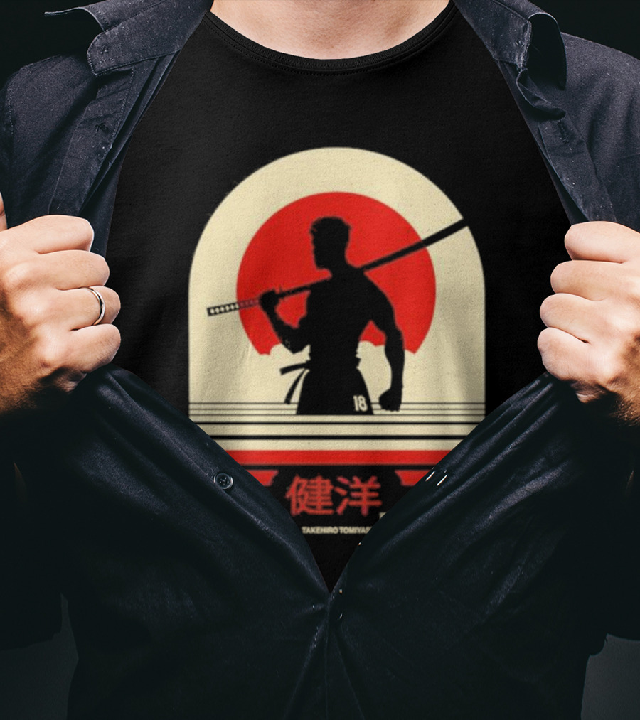 TAKEHIRO TOMIYASU 18 Retro Japanese Samurai T-Shirt