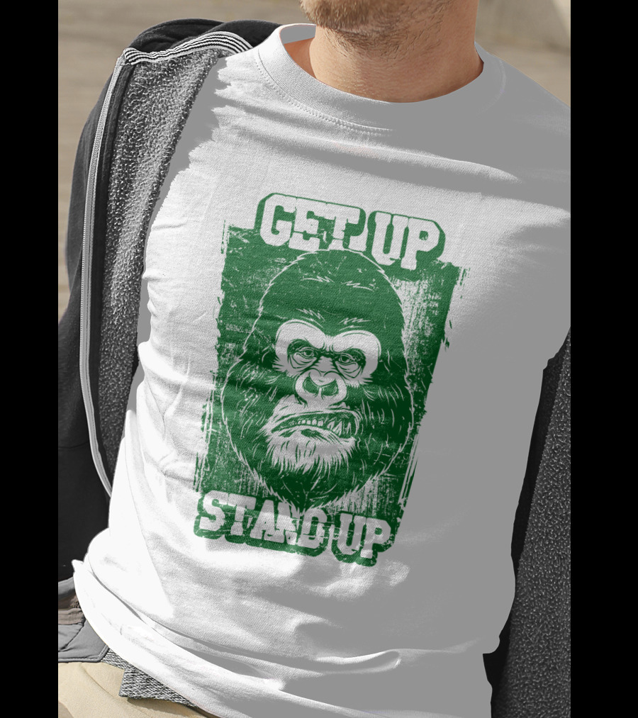 GET UP STAND UP Gorilla Face T-Shirt