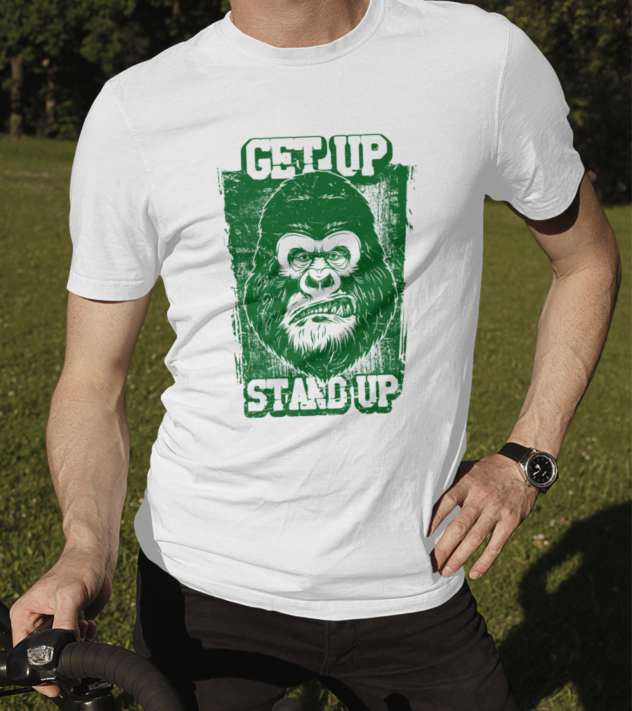 GET UP STAND UP Gorilla Face T-Shirt
