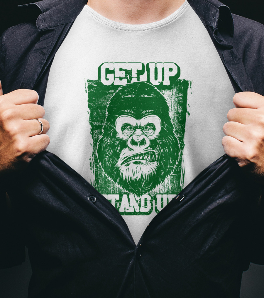 GET UP STAND UP Gorilla Face T-Shirt