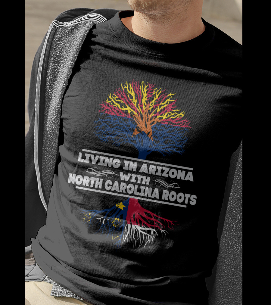 Living In Arizona With North Carolina Roots Colorful Tree T-Shirt